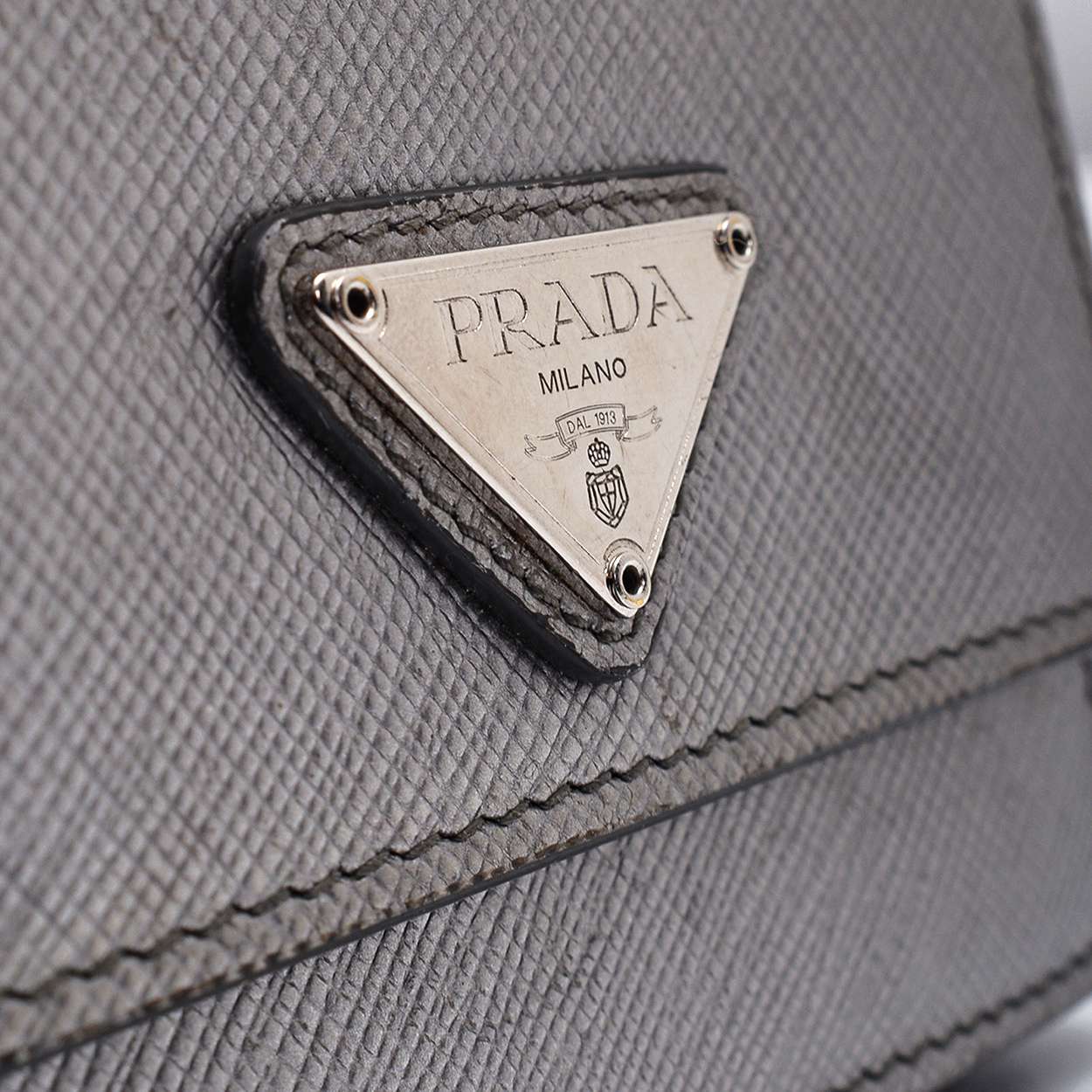 Prada - Metallic Silver Saffiano Leather Crossbody and Card Holder